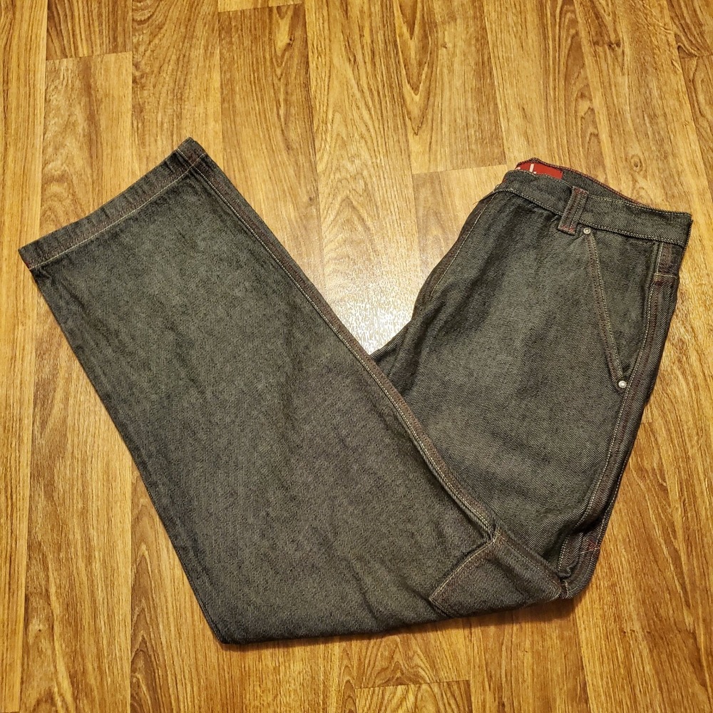 Vintage 90s Guess Jeans Men 36x33 G J Workwear Dark Wash Denim‎ Carpenter Baggy